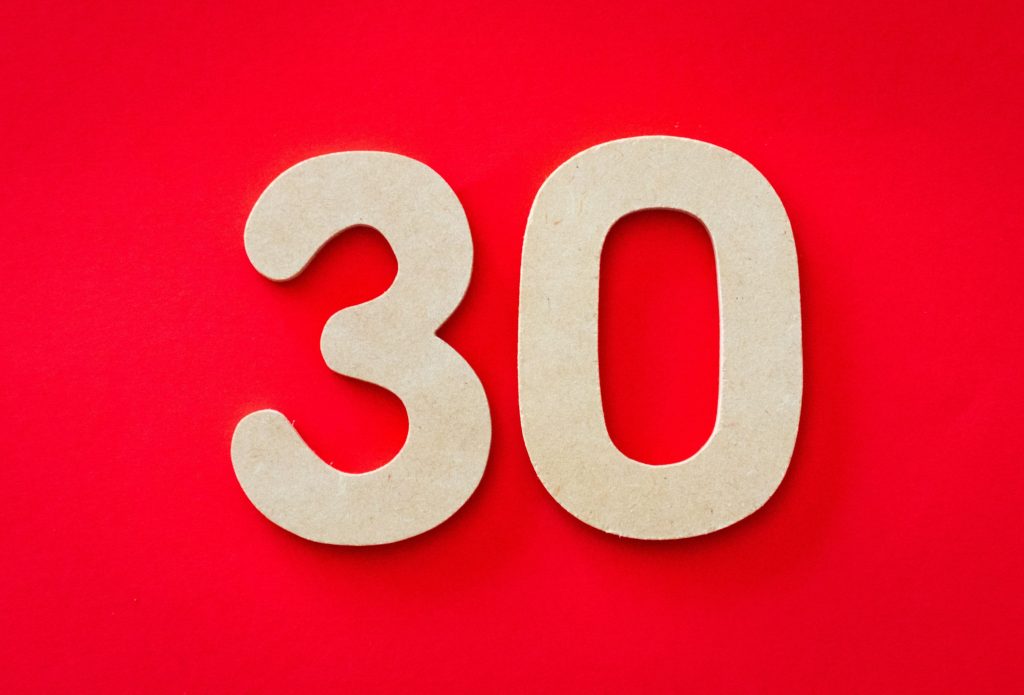 The number 30