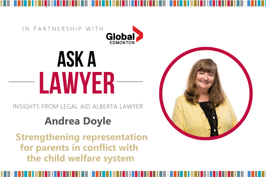 Portrait of Andrea Doyle with text: Ask a lawyer. Protecting the well-being of children.