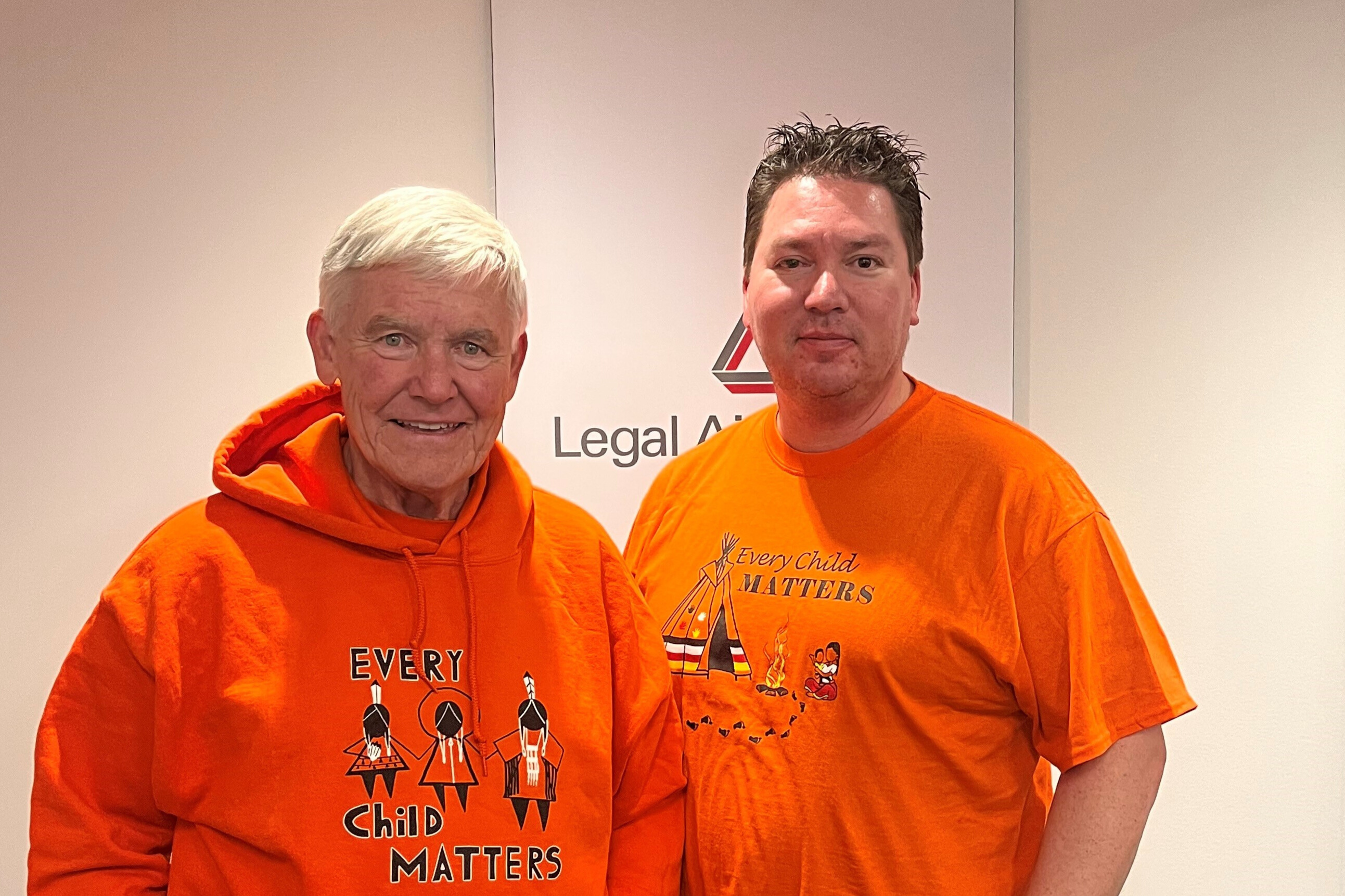 Retired Justice John Reilly (left) and LAA Indigenous Liaison Aaron Sparvier (right) at an LAA event.